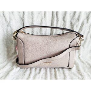 NWT Kate Spade K7801 Crush Mushroom Pebbled Leather Medium Crossbody $298